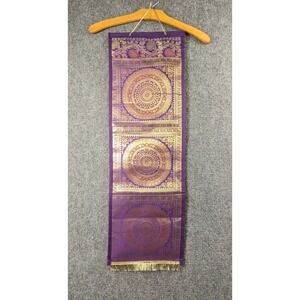 Handmade Purple Gold Brocade Hanging Wall Organizer 3 Pocket Mail‎ Holder Boho